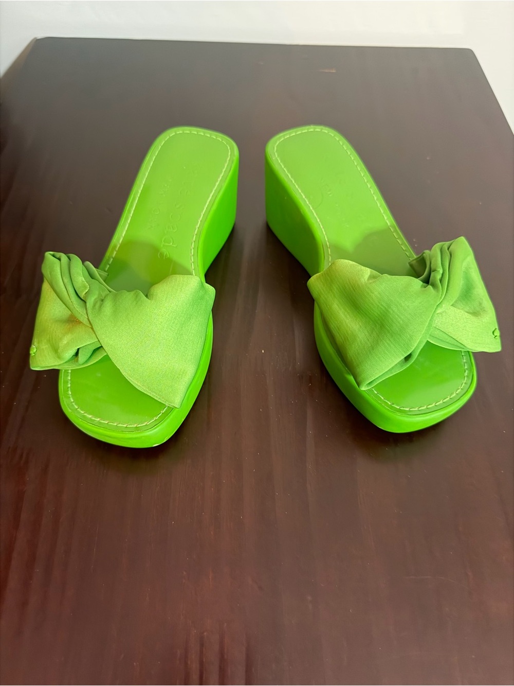 Kate Spade Lime Green bikini platform wedge sandal - Size 5